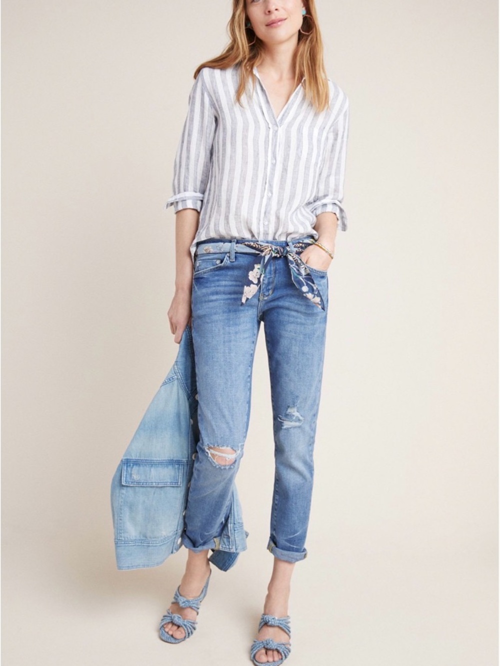Anthropologie Pilcro Light Blue Distressed Boyfriend Jeans - Women